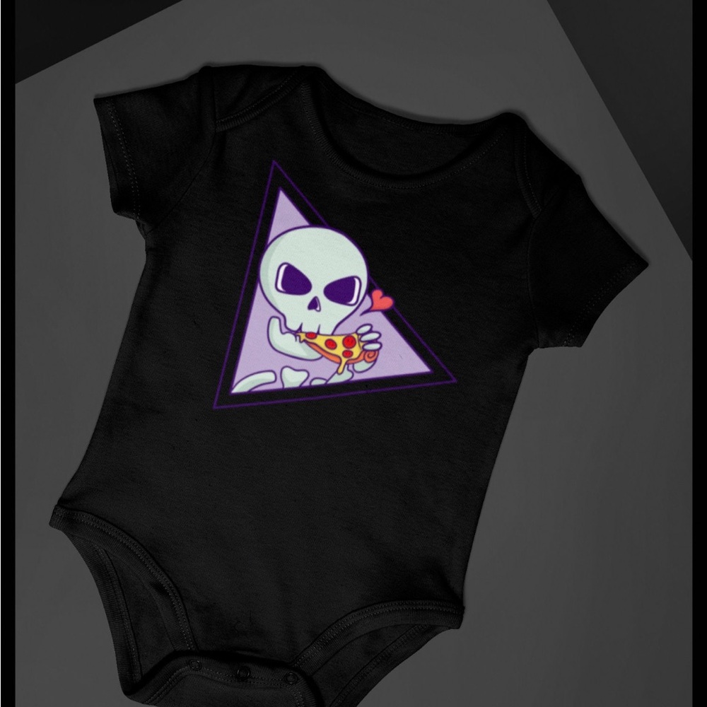 Skeleton/Pizza Baby Onesie